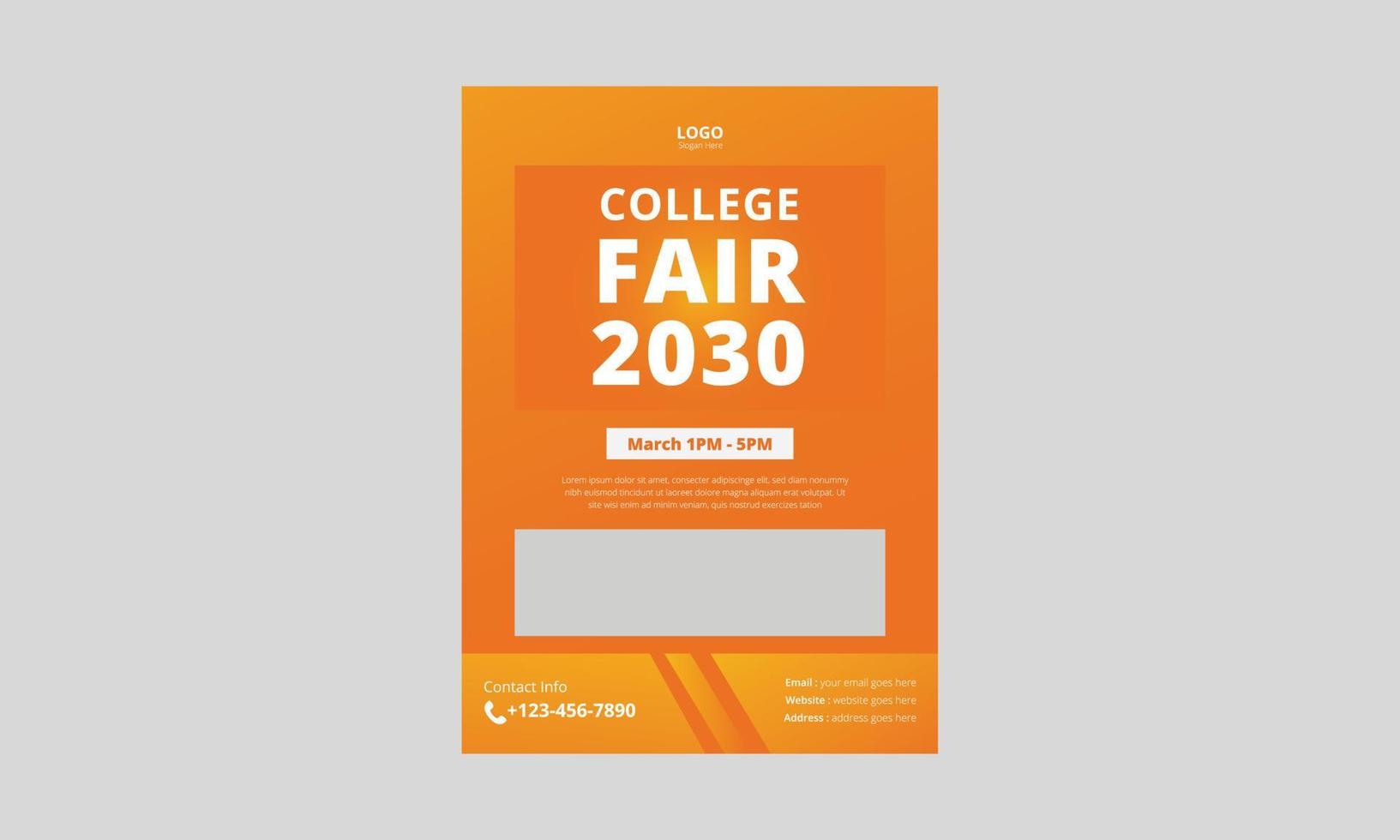 college fair flyer template design. education fair poster leaflet design template. a4 template, brochure design, cover, flyer, poster, print-ready vector