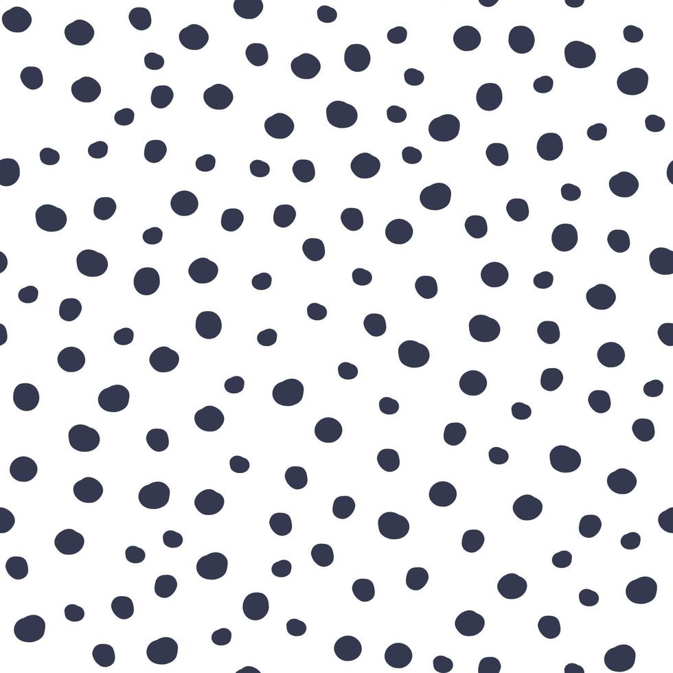 Black polka dot seamless pattern on white background. Monochrome funny wallpaper. vector