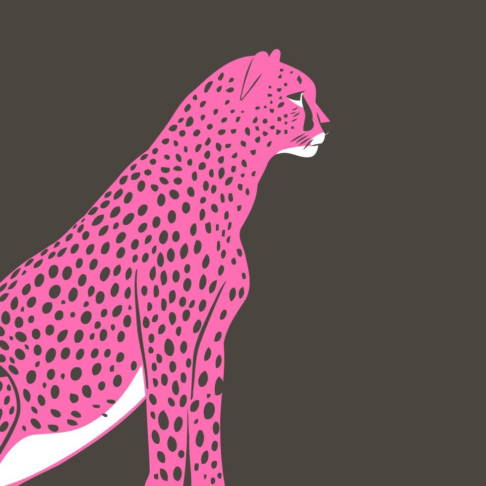 Retro Pink Cheetah Wild Cat Portrait Art vector