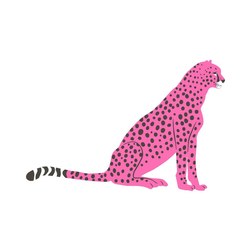 Retro Pink Cheetah Wild Cat Portrait Art vector