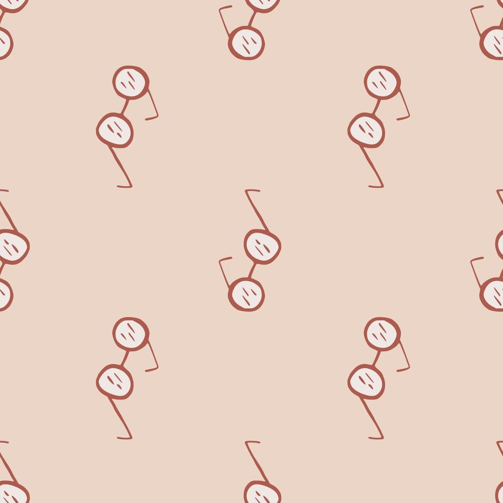 Fashion seamless pattern with hand drawn sunglasses ornament. Pastel pink palette artwork. vector