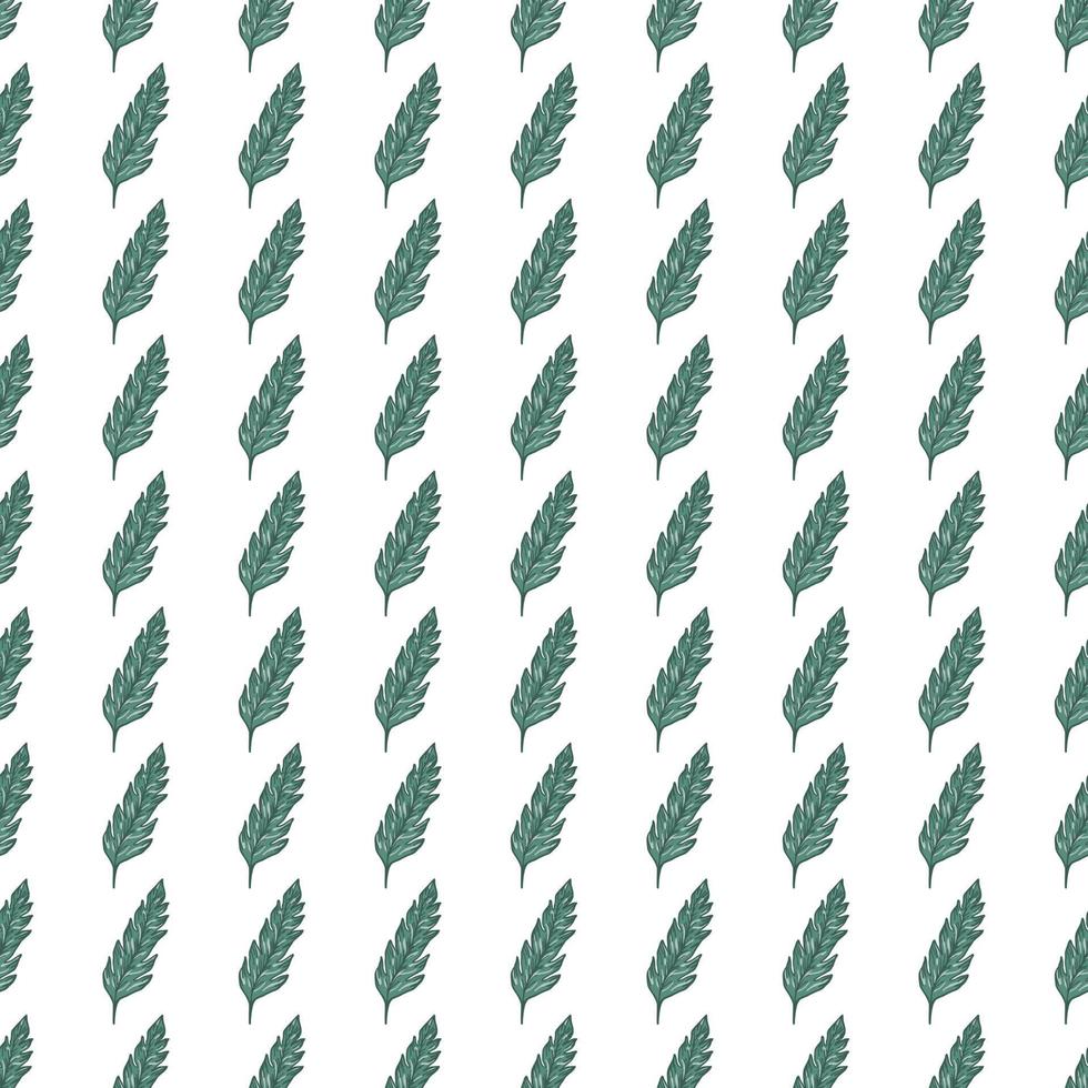 Hand drawn green leaves seamless pattern isolated on white background. Abstract floral wallpaper. vector