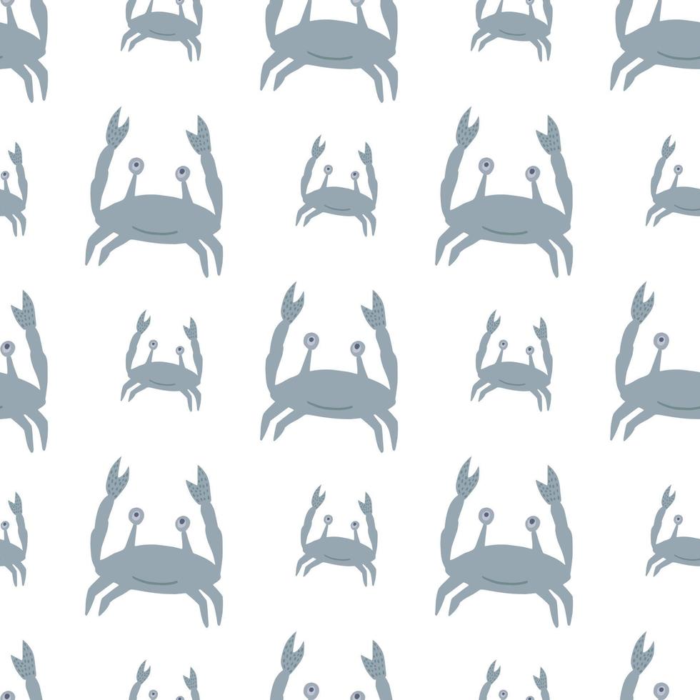 Blue crabs seamless isolated pattern. White background. Seafood artwork. vector
