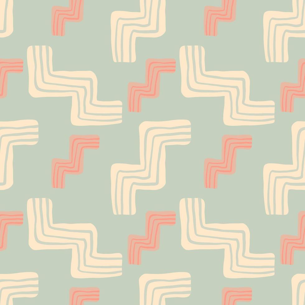 Random seamless pattern in pastel tones with zigzag elements. Design in pink and blue colors. vector