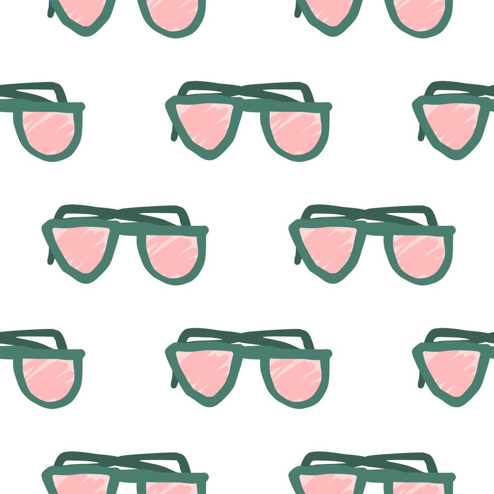 Sunglasses doodle silhouettes seamless pattern. Isolated pink hipster print on white background. vector