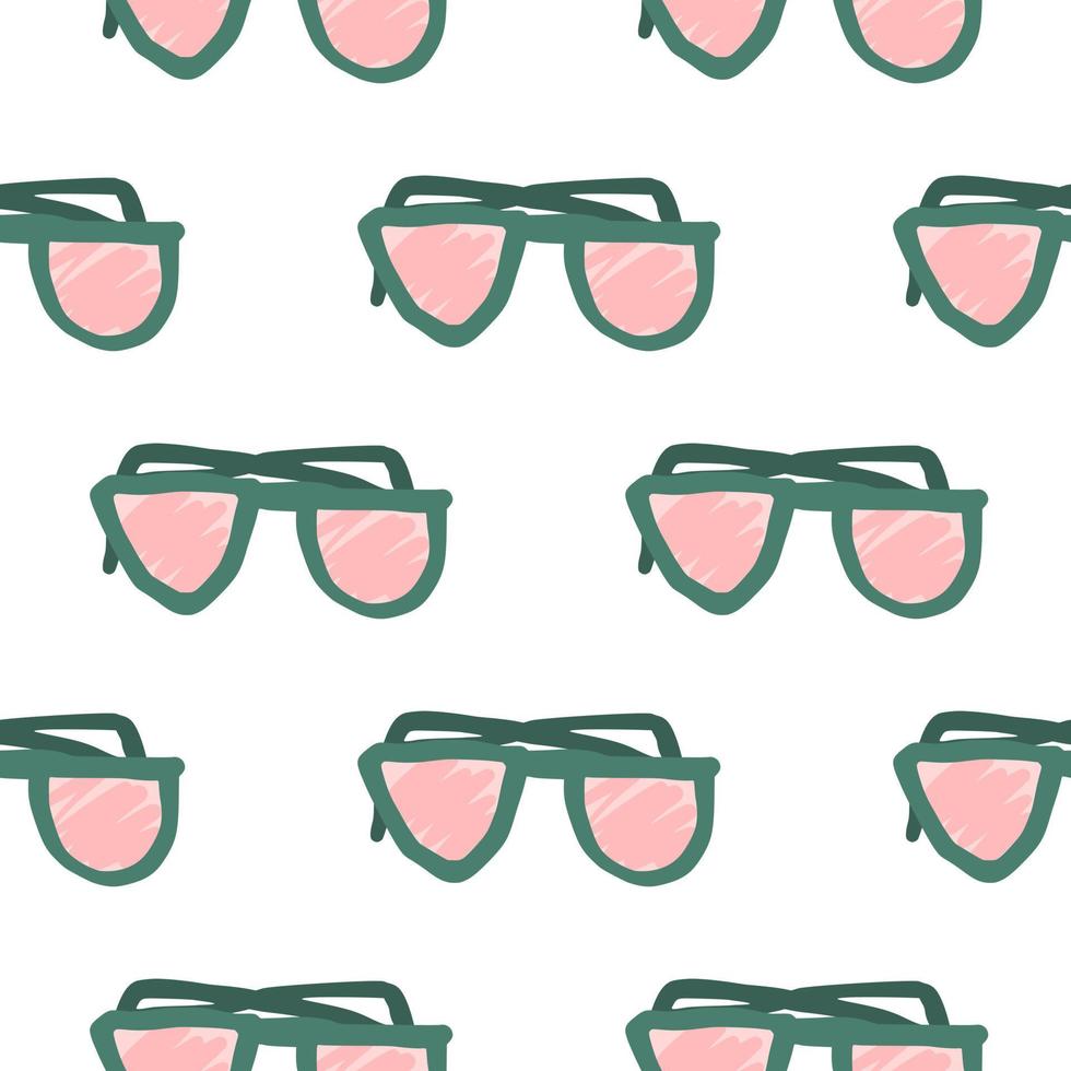 Sunglasses doodle silhouettes seamless pattern. Isolated pink hipster print on white background. vector