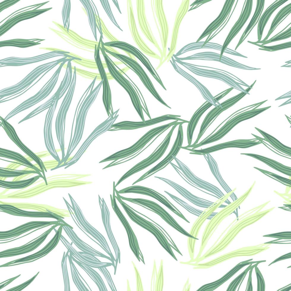 Random seaweeds seamless pattern on white background. Underwater foliage backdrop. vector