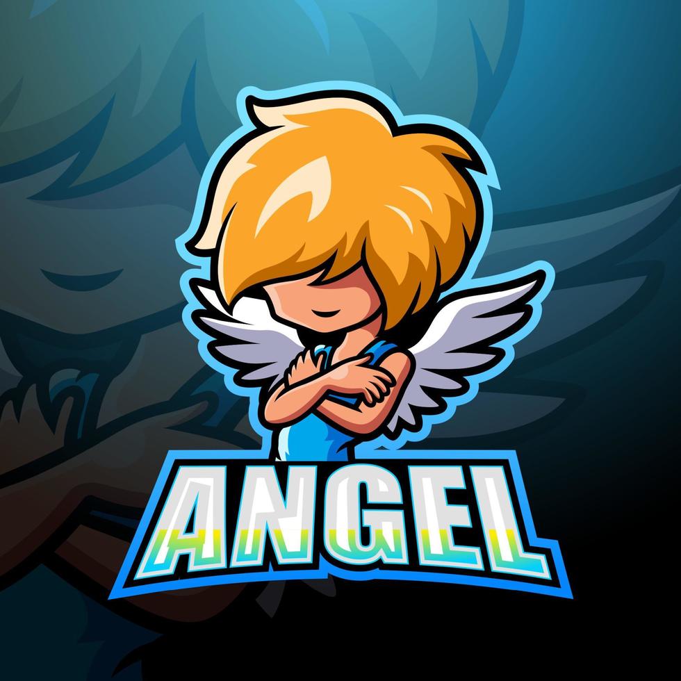 Angel mascot esport logo design vector