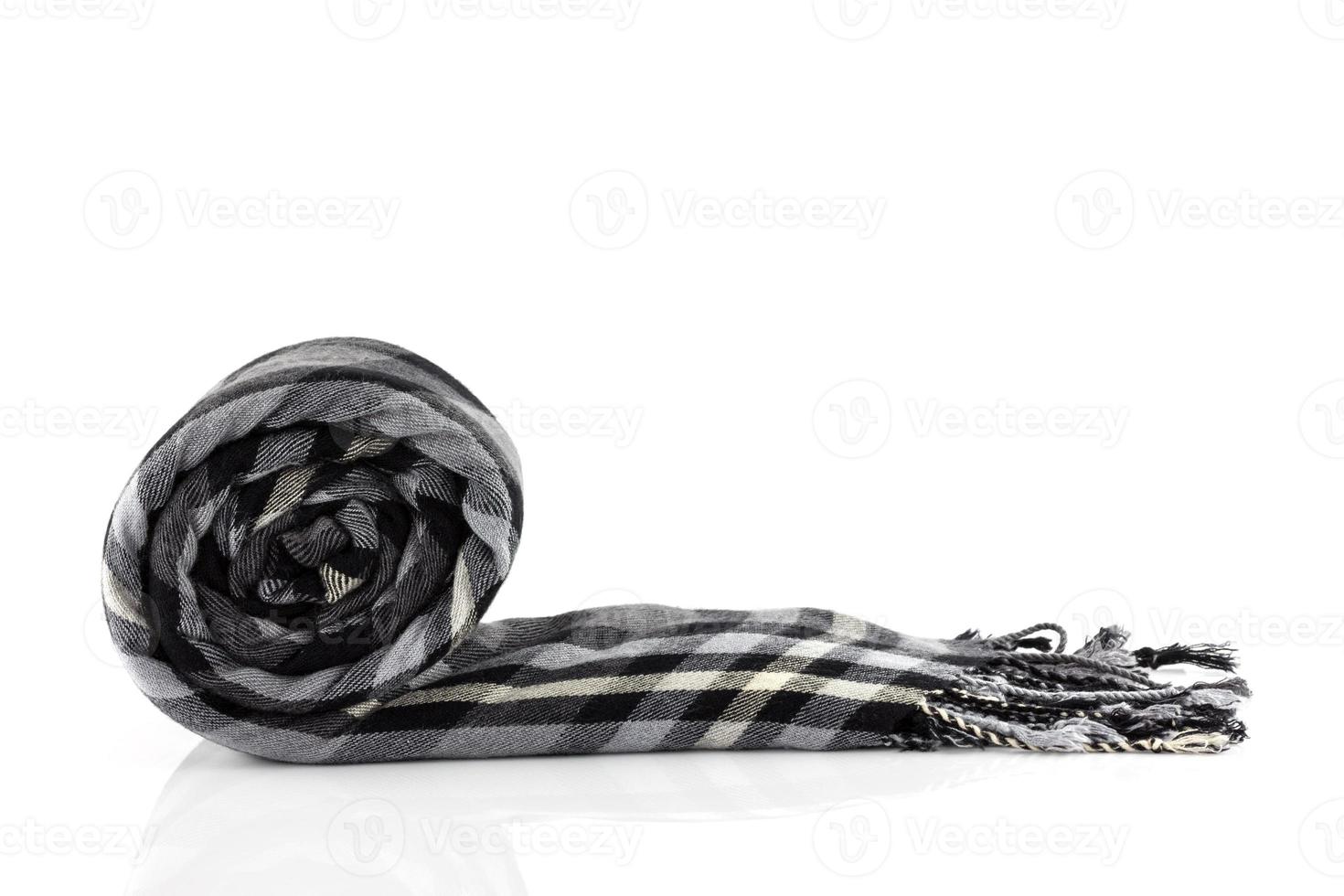 Scarf black plaid isolate on white background photo