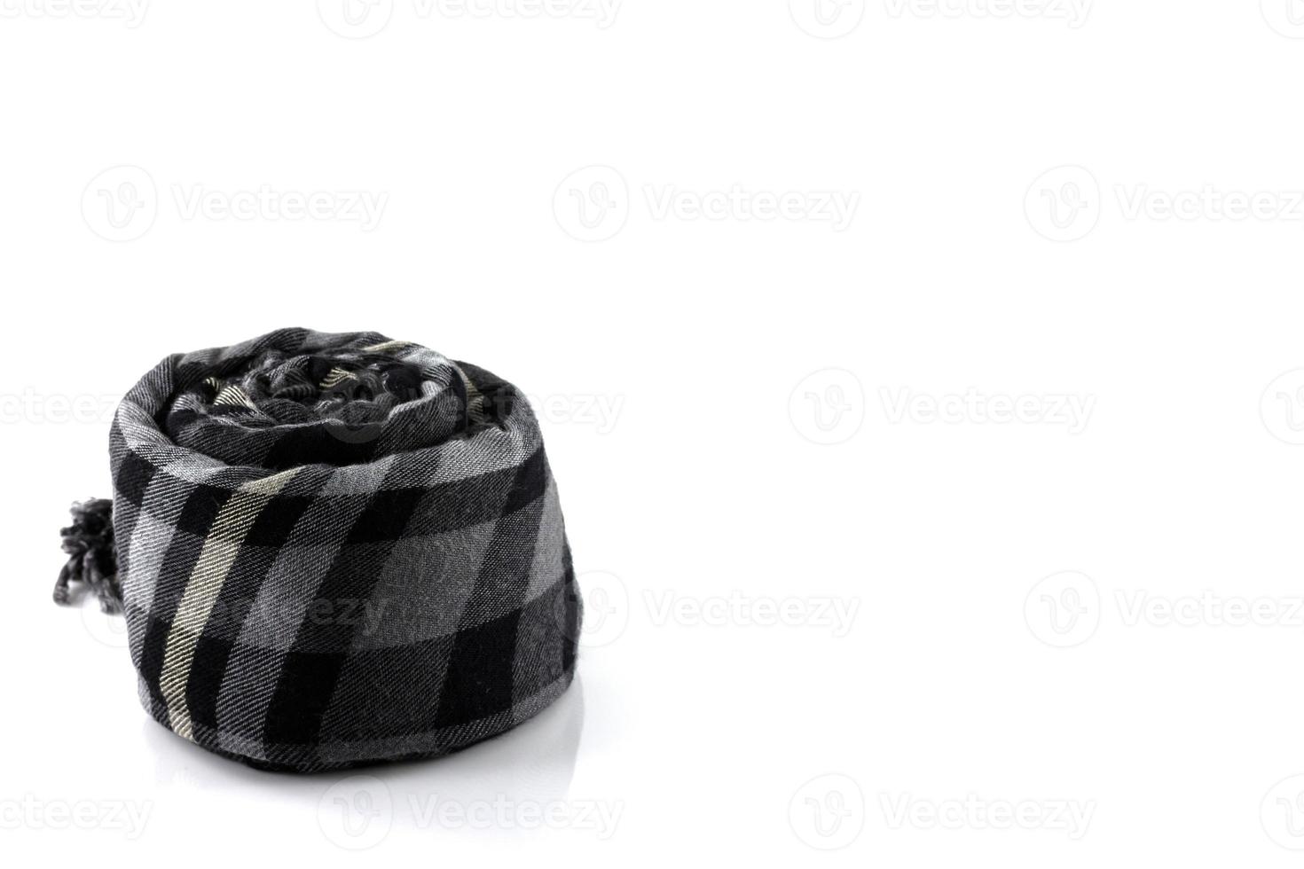 Scarf black plaid isolate on white background photo
