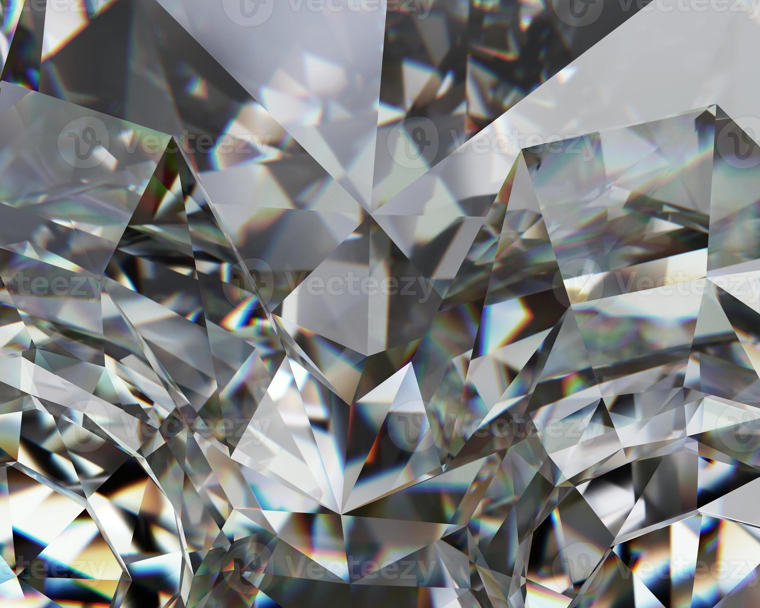 Realistic diamond crystal with caustic close up texture background 3D