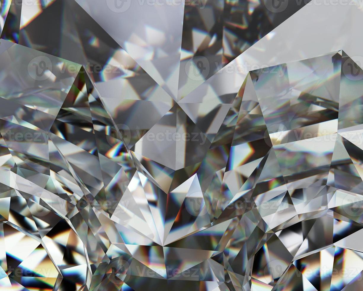 Realistic diamond crystal with caustic close up texture background 3D rendering photo