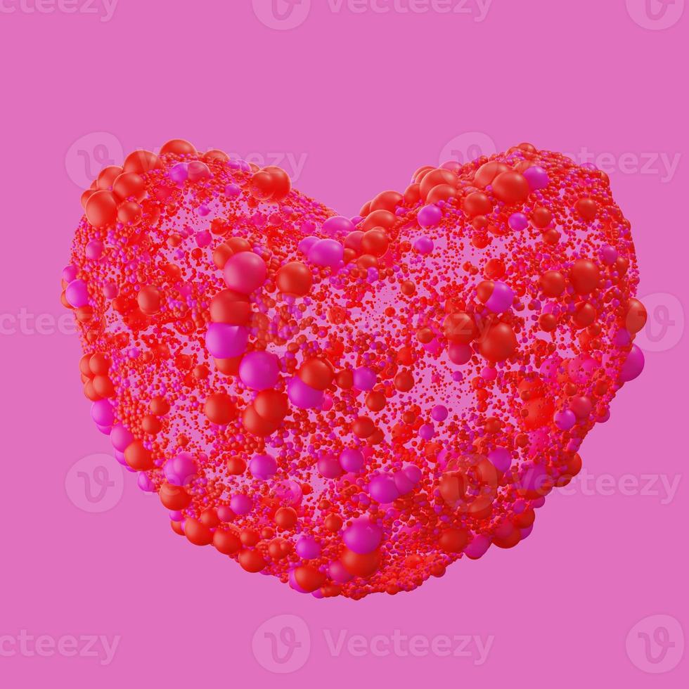 3d illustration of heart love with red and pink bubble photo