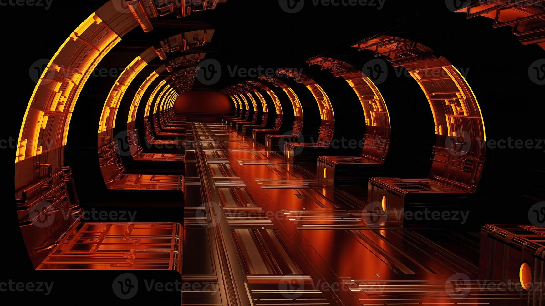 abstract background of Sci Fi Modern Futuristic Spaceship Tunnel Corridor gate, 3D illustration rendering photo