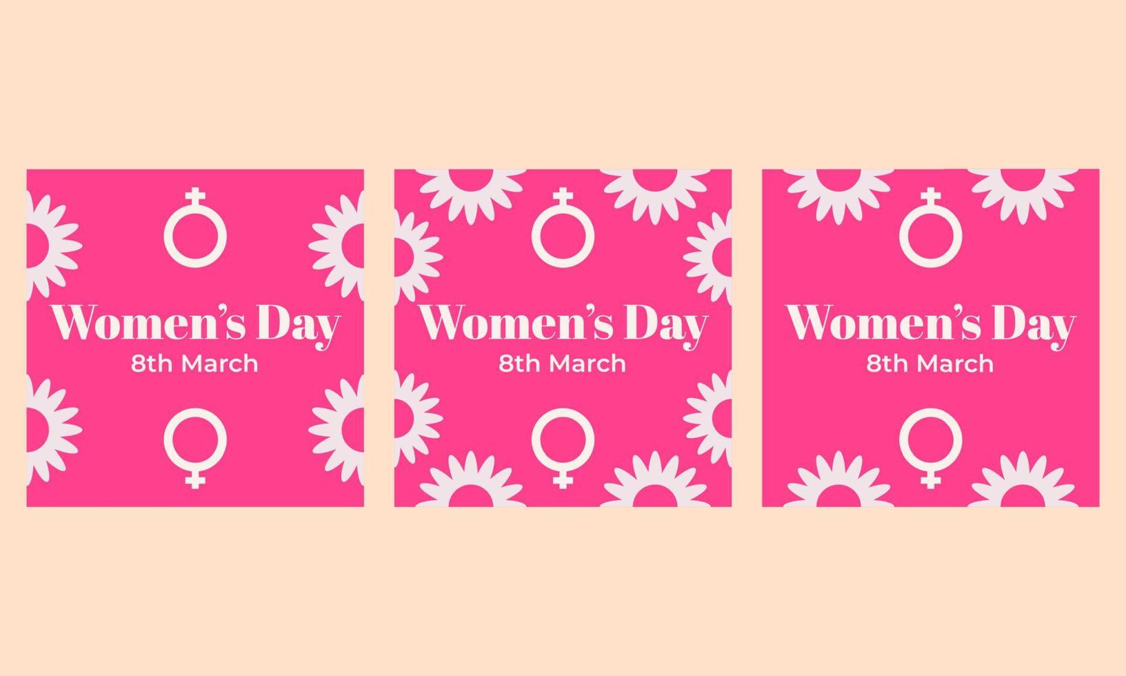 pink womens day social media post collection vector