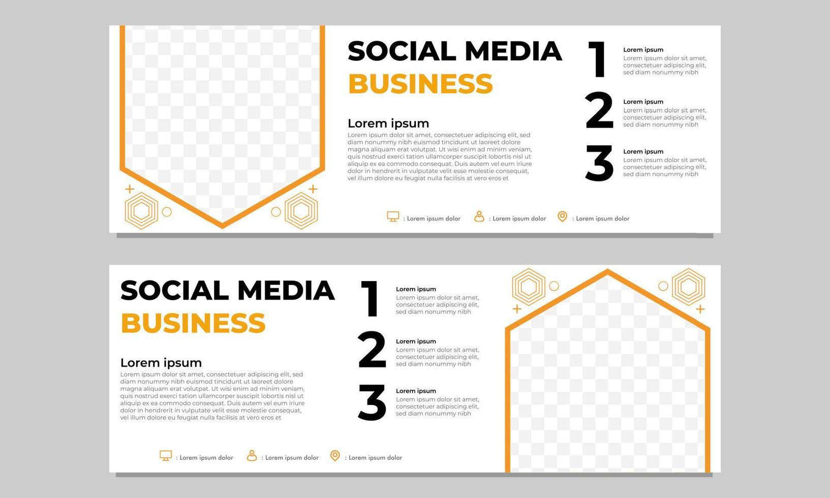 plantilla de banner horizontal de redes sociales de negocios amarillos vector