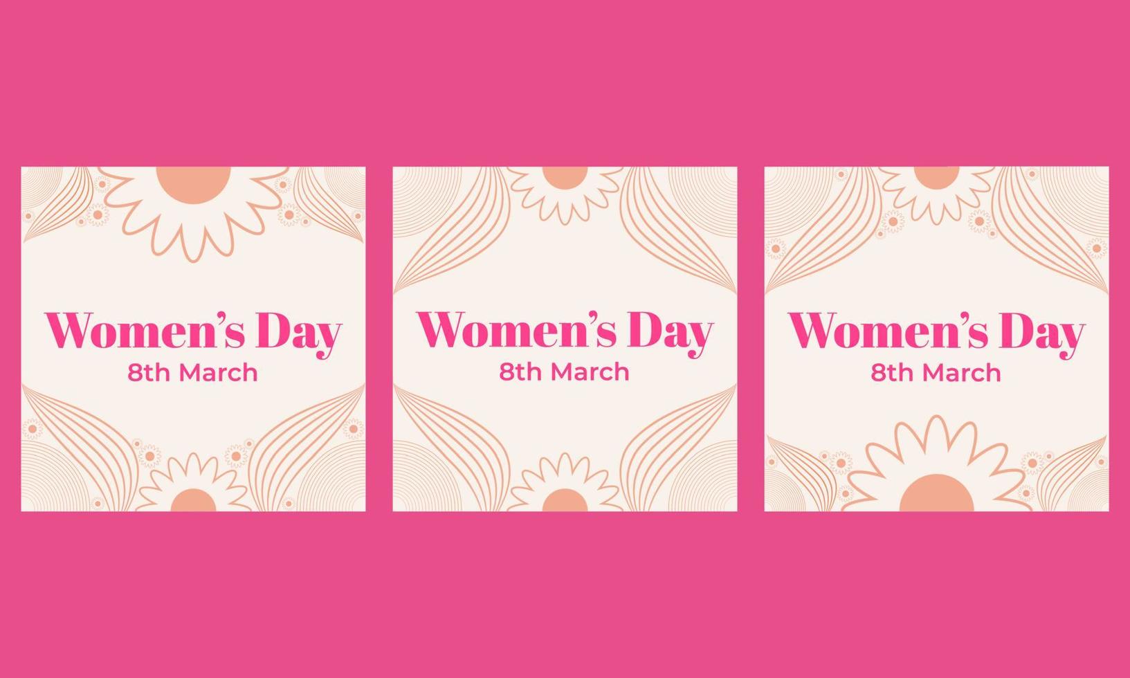 pink womens day social media post collection design vector