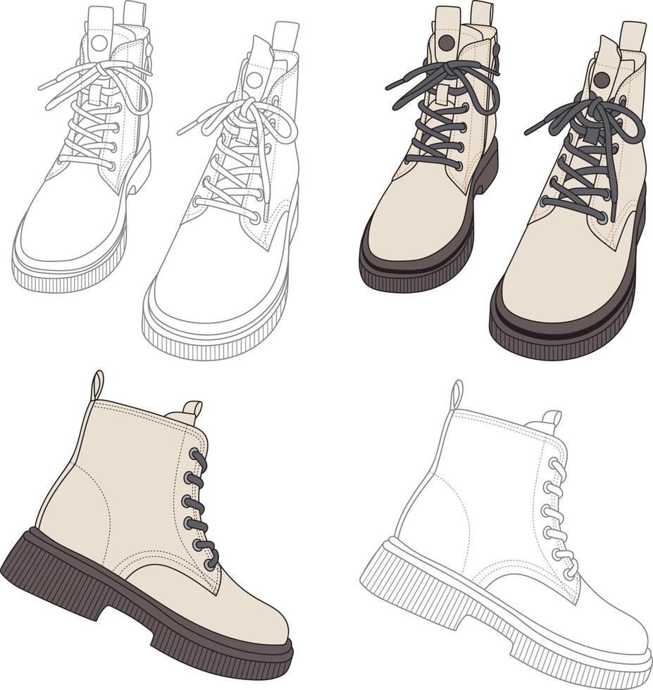 Fashion Martin Boots Shoes ornament vector