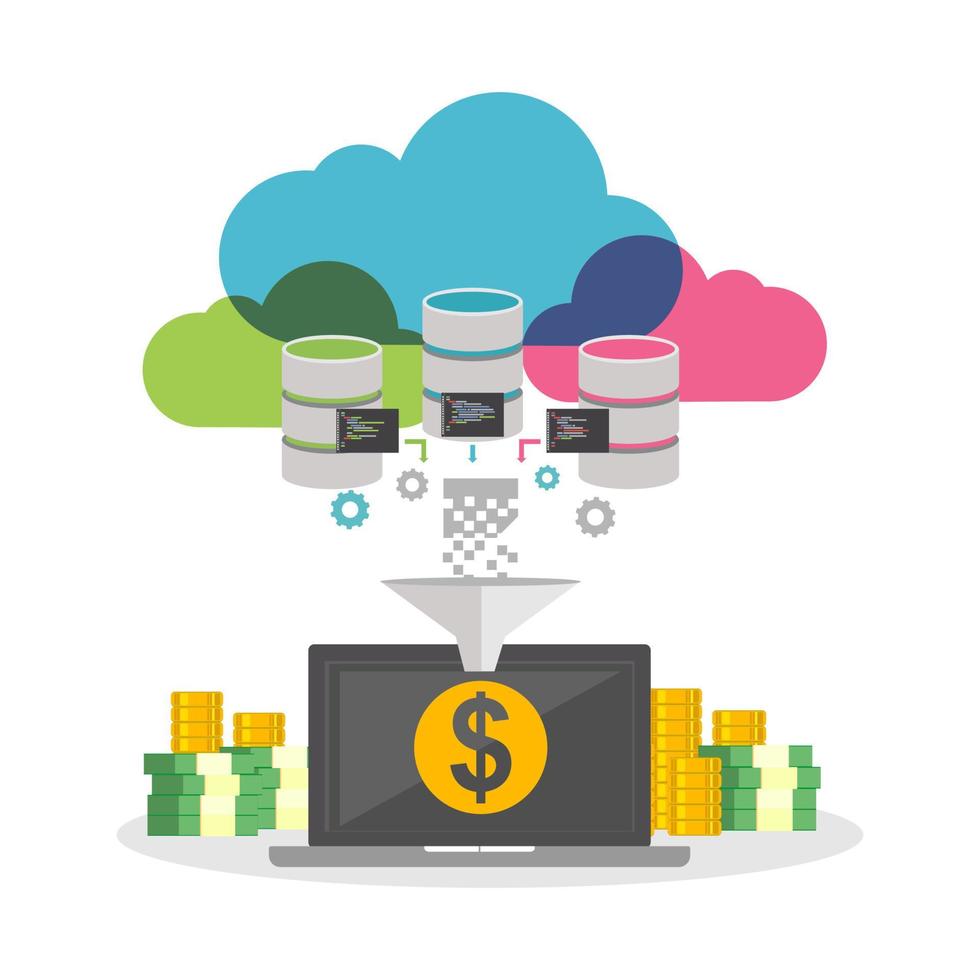 Online business. Financial technology. Automatic system. Earning money from internet concept. vector