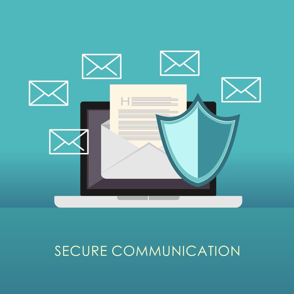 Secure communication. Email protection. vector
