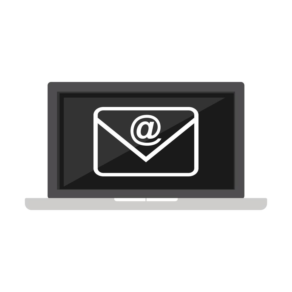 diseño plano de correo electrónico. símbolo de correo electrónico en la computadora portátil. vector