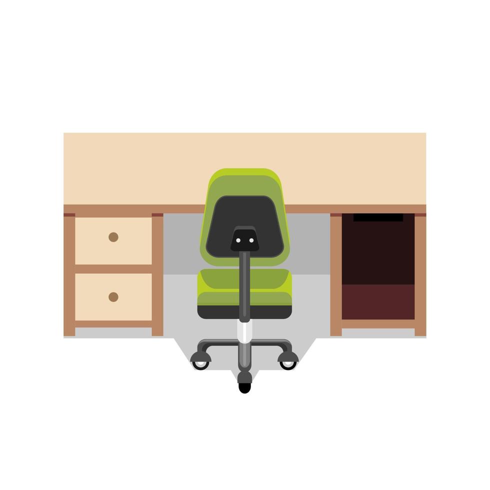 escritorio y silla de espacio de trabajo. vector