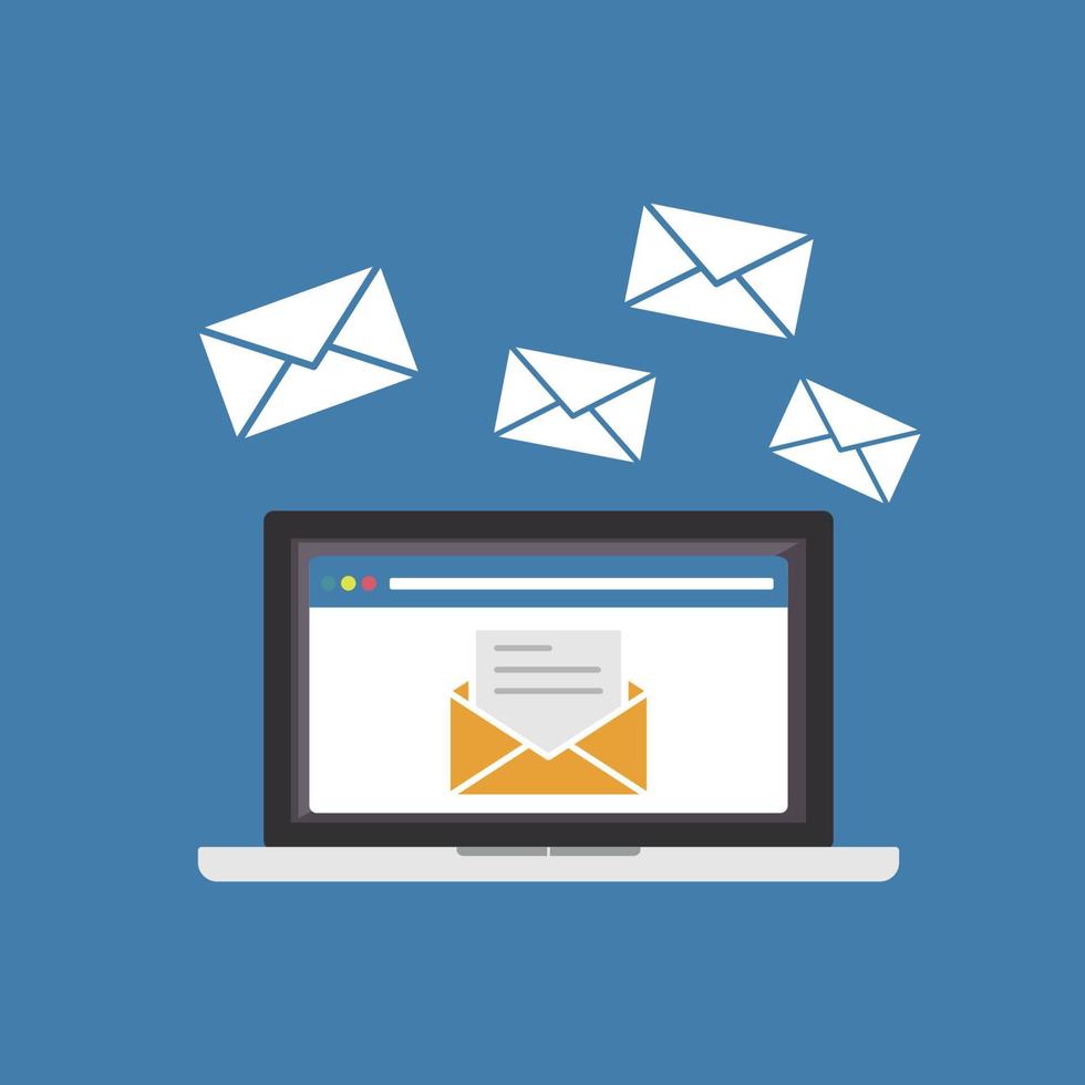 Sending or receiving email. Email marketing. vector