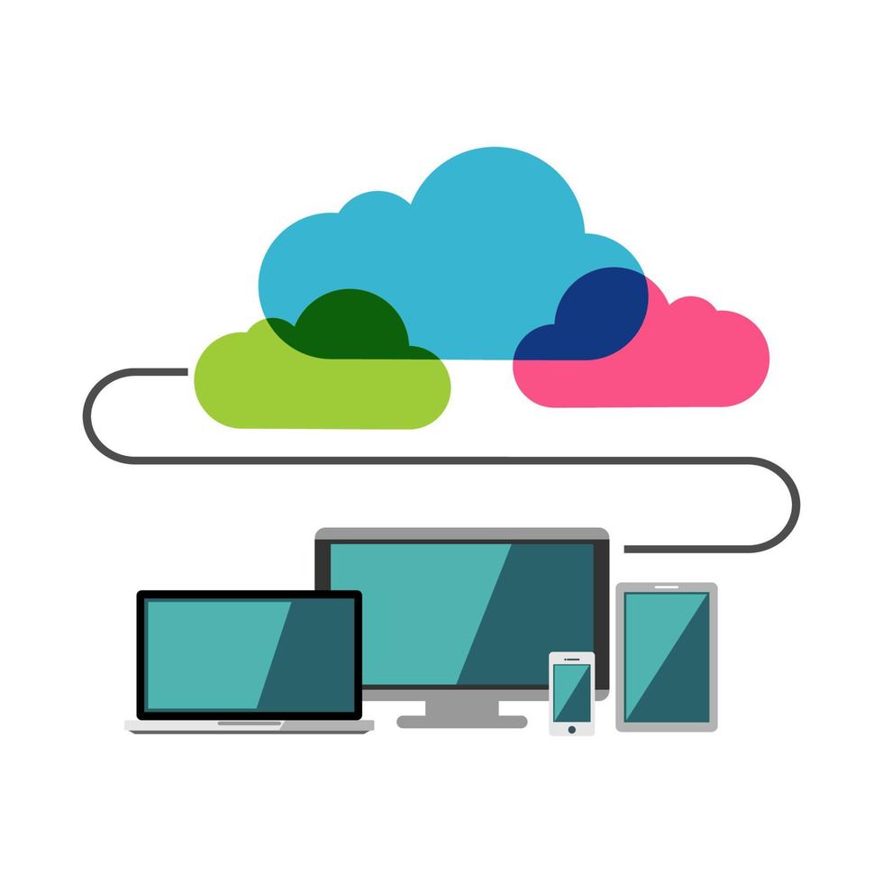 Cloud computing. Connect to internet. vector