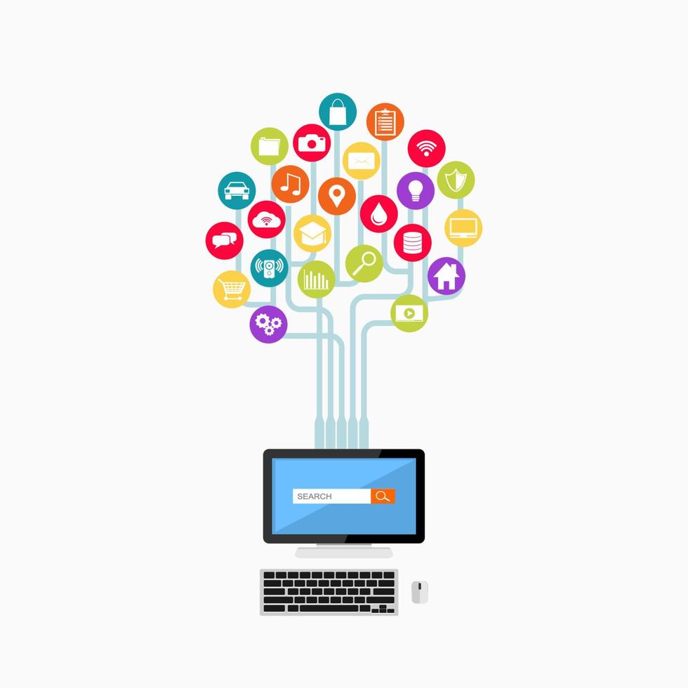 Computer technology. Search engine concept. Abstract tehcnology background vector