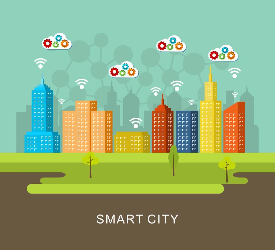 Smart city landscape vector