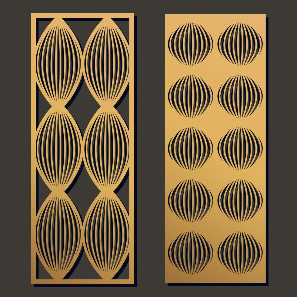Laser cut template panels set. Die cut geometric pattern rectangle shape for metal , wooden, paper, engraving, stencil. Vector illustration design.