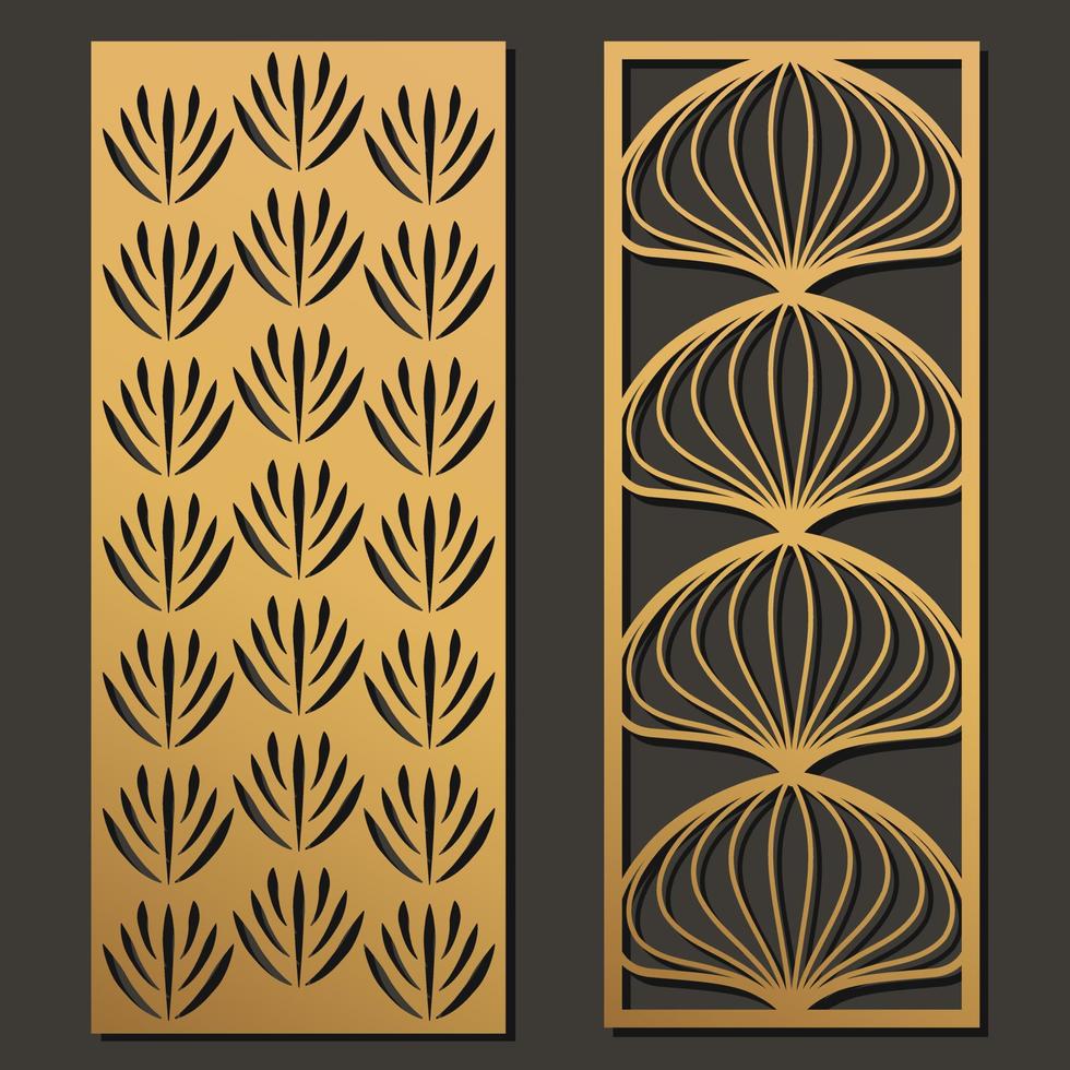 conjunto de paneles de plantilla de corte láser. forma de rectángulo de patrón geométrico troquelado para metal, madera, papel, grabado, plantilla. diseño de ilustración vectorial vector