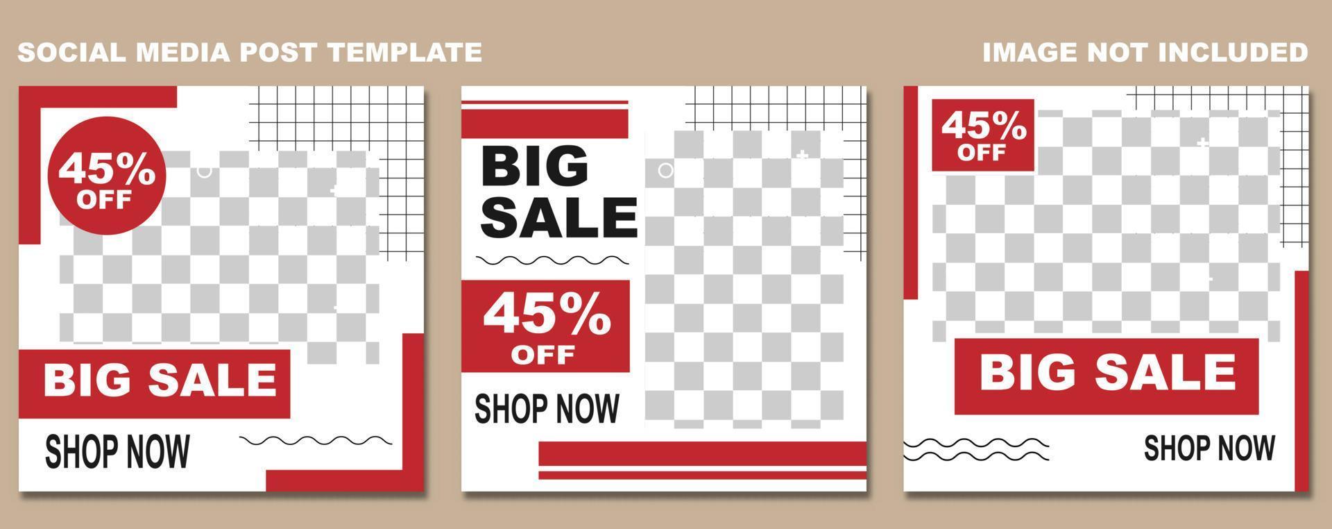 Social media template for big sale vector