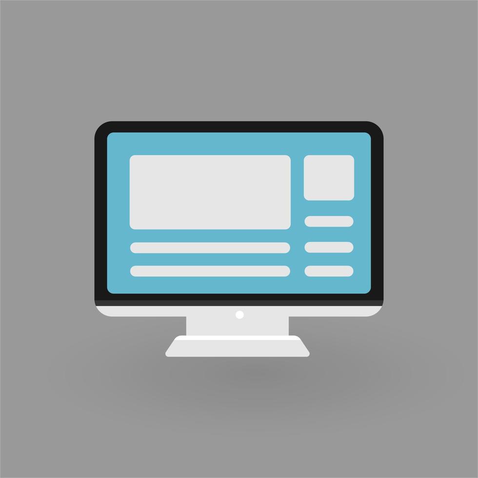 Desktop computer with web page icon ilustration vector