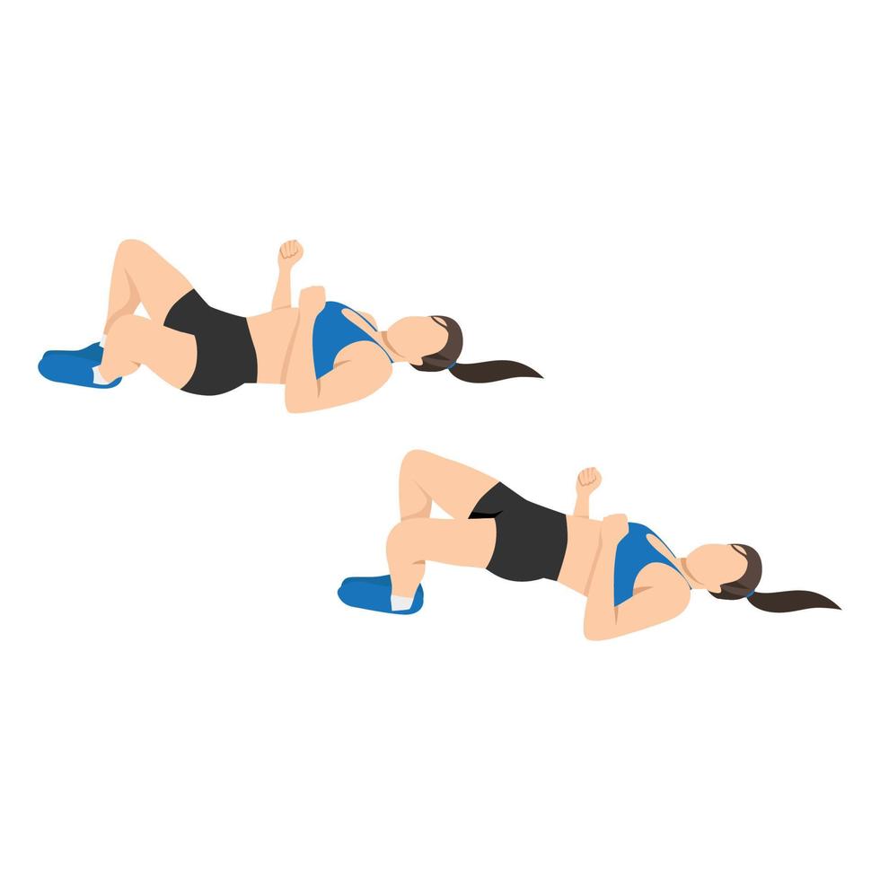 Woman doing frog bridge exercise. Flat vector illustration isolated on white background
