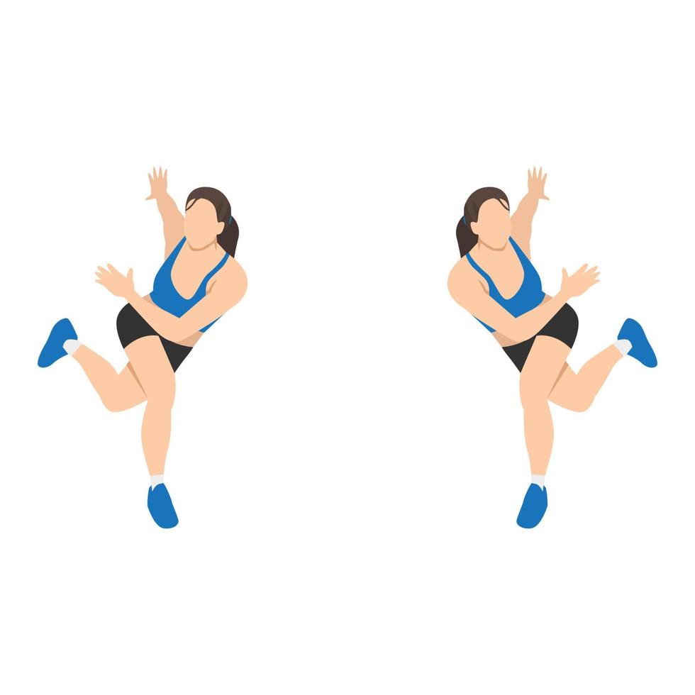 Woman doing Skater exercise. Flat vector illustration isolated on white background