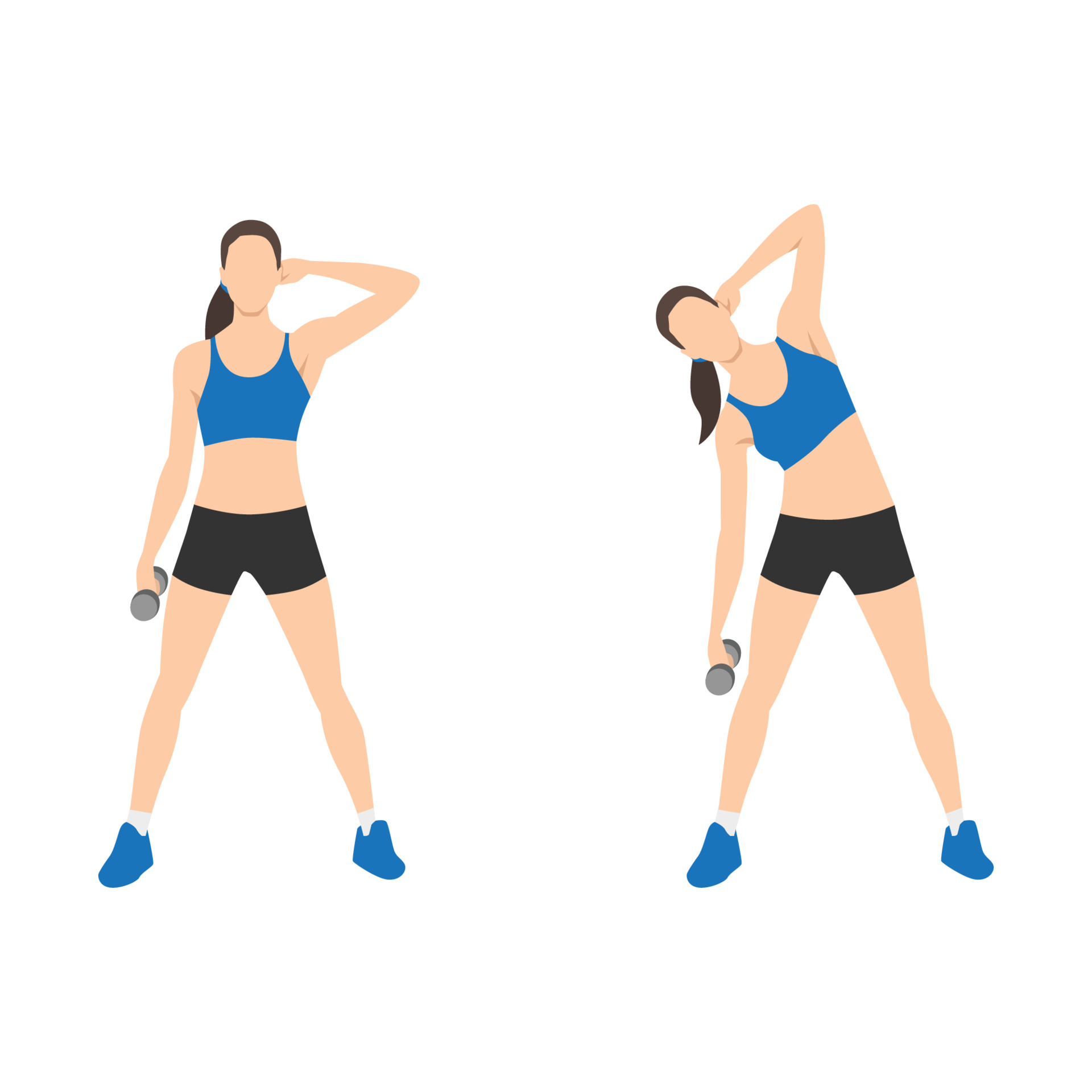 Woman doing Dumbbell side bend exercise. Flat vector illustration isolated  on white background 5580071 Vector Art at Vecteezy