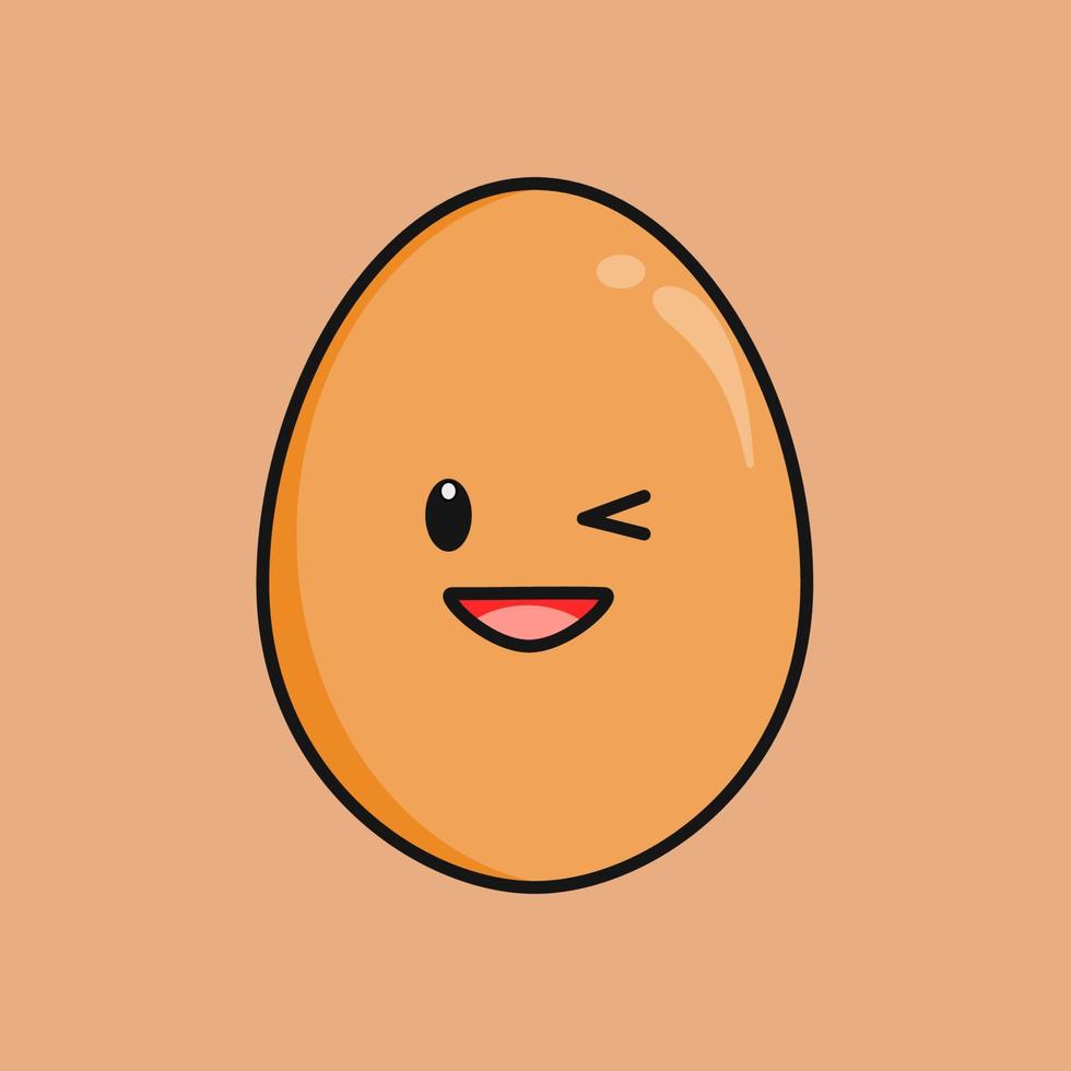 Cute egg with expression cartoon character vector