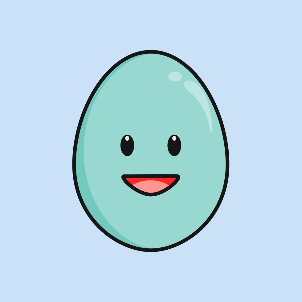 Cute duck egg with expression cartoon character vector