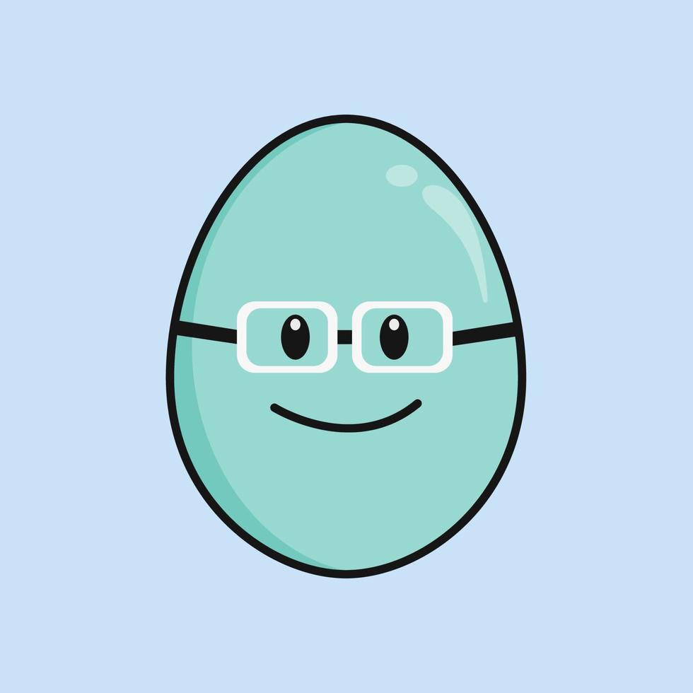 Cute duck egg with expression cartoon character vector
