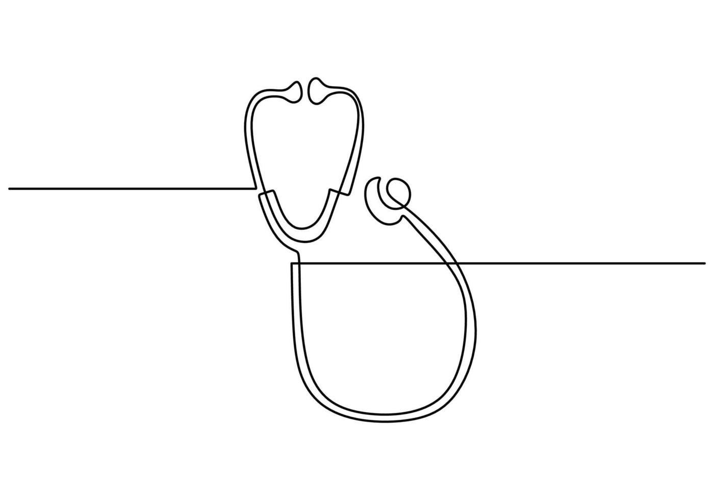 One continuous single line of stethoscope for doctor and medical vector