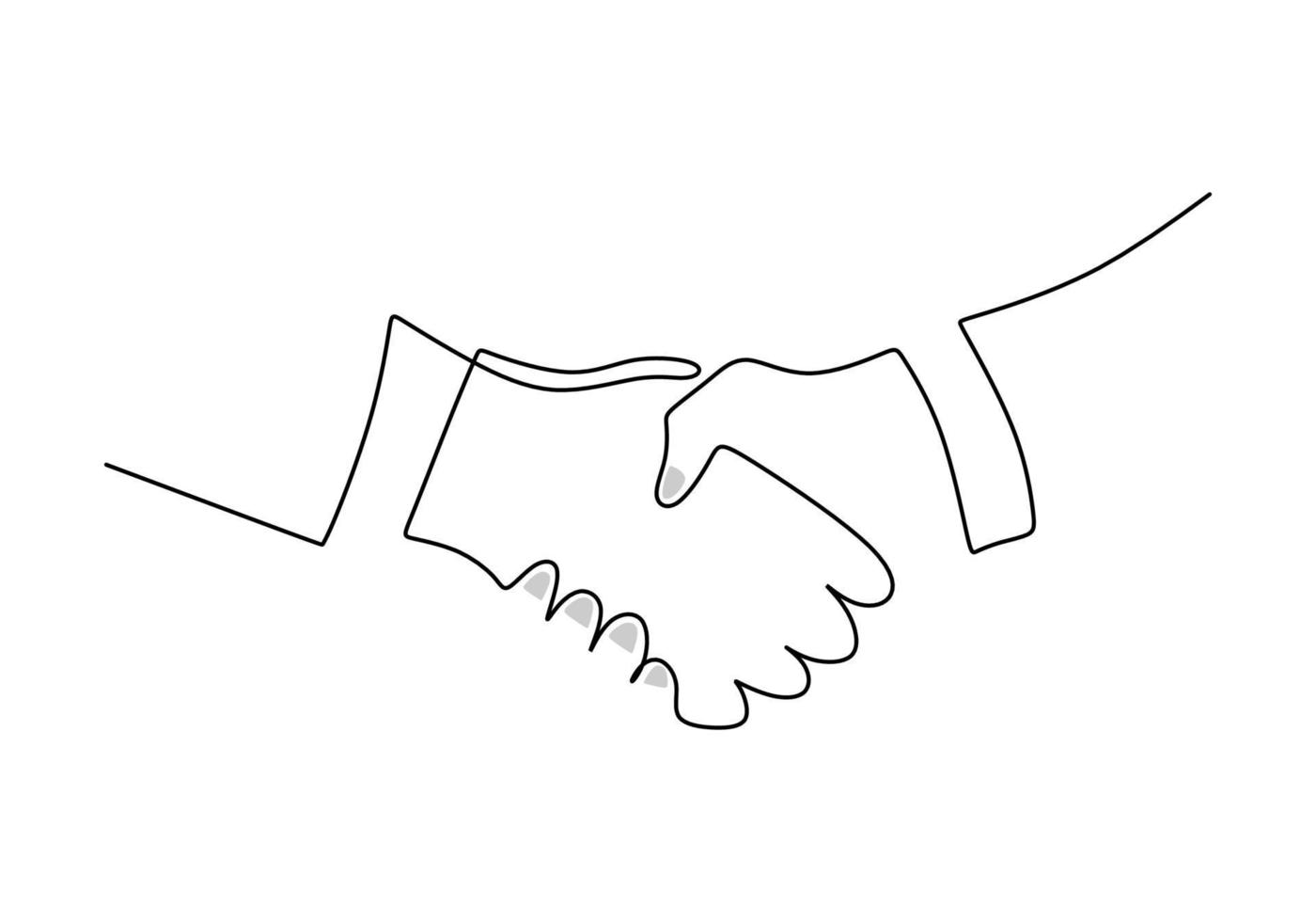 One continuous single line of hand shaking on white background. vector