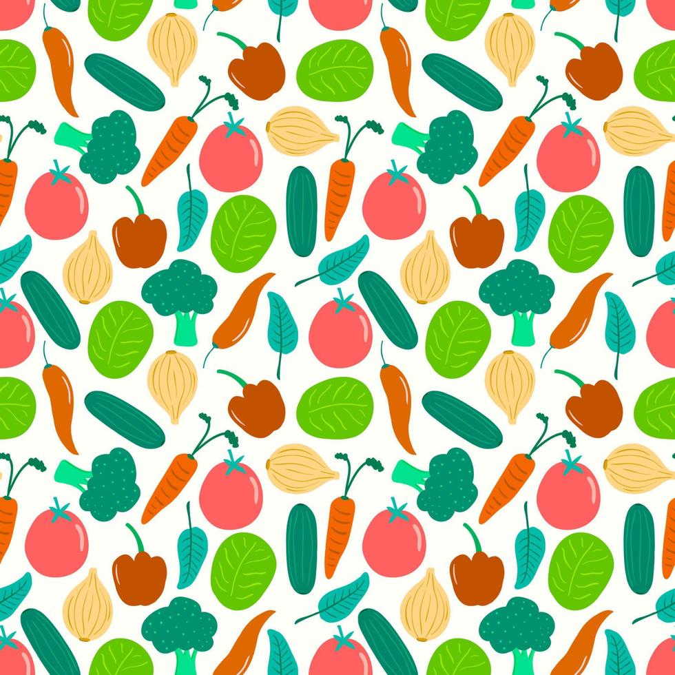 Seamless pattern of vegetable isolated on white background. vector