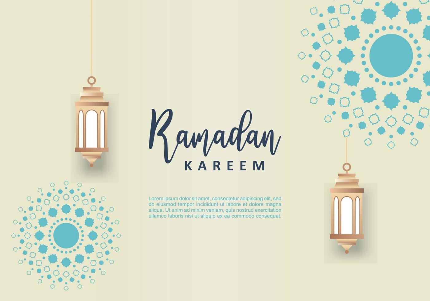 Ramadan Kareem islamic design banner with islamic ornament and lantern vector