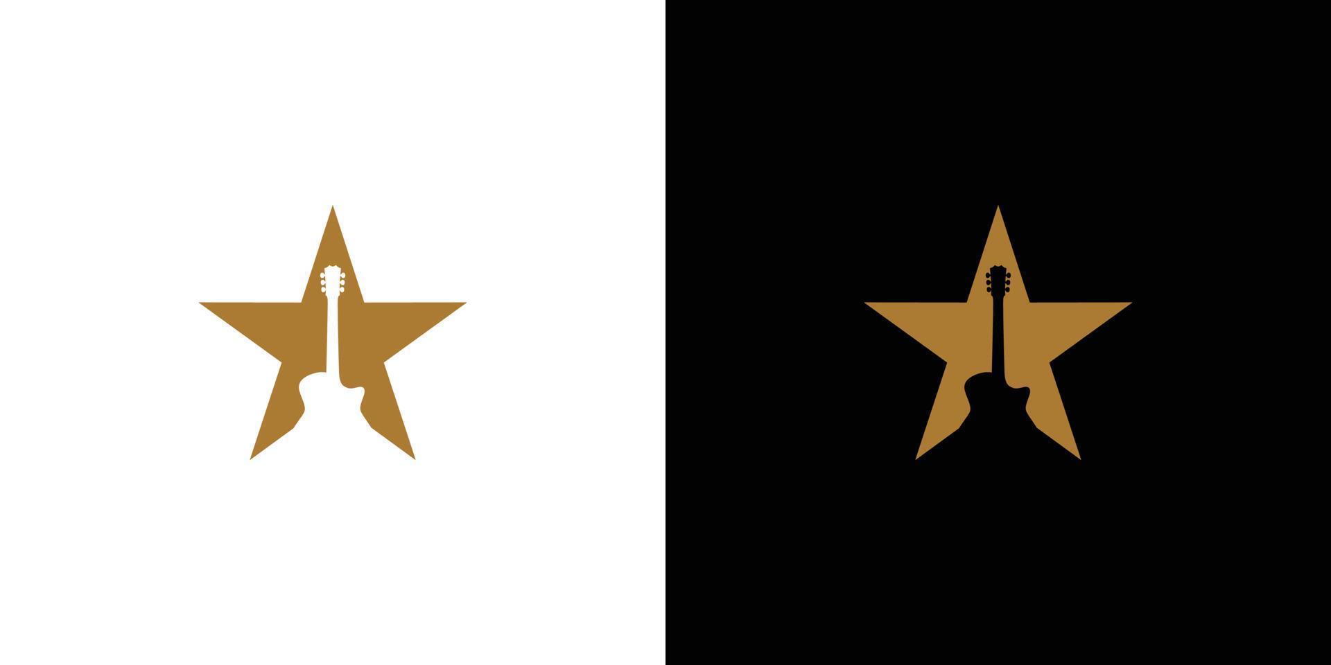 Modern and elegant guitar star logo design vector