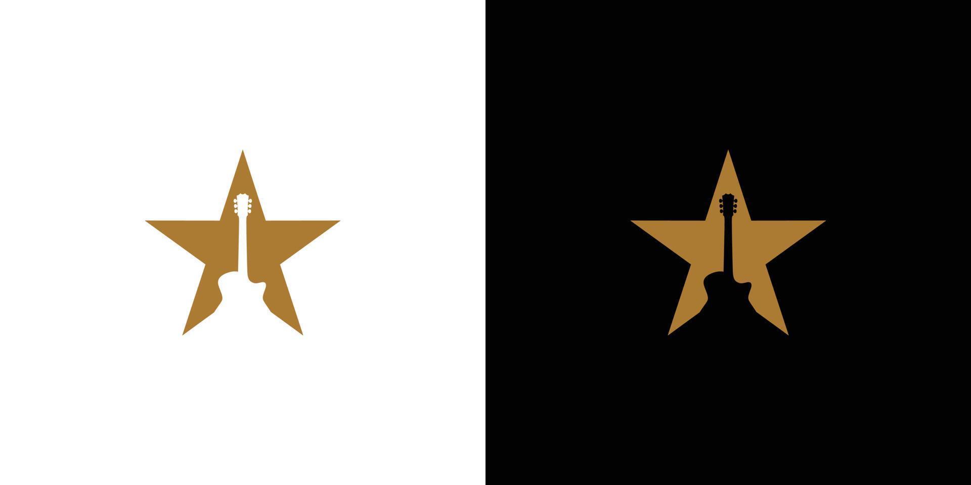 diseño de logotipo de estrella de guitarra moderno y elegante vector