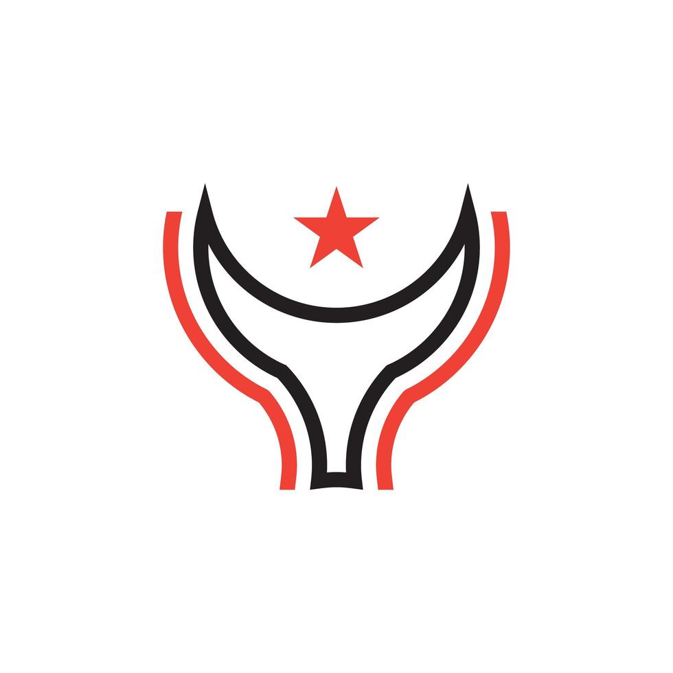 bull line with star logo design vector