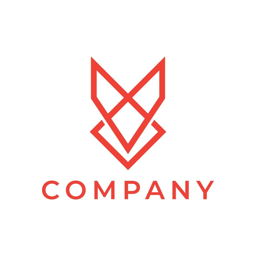 simple fox line logo design vector