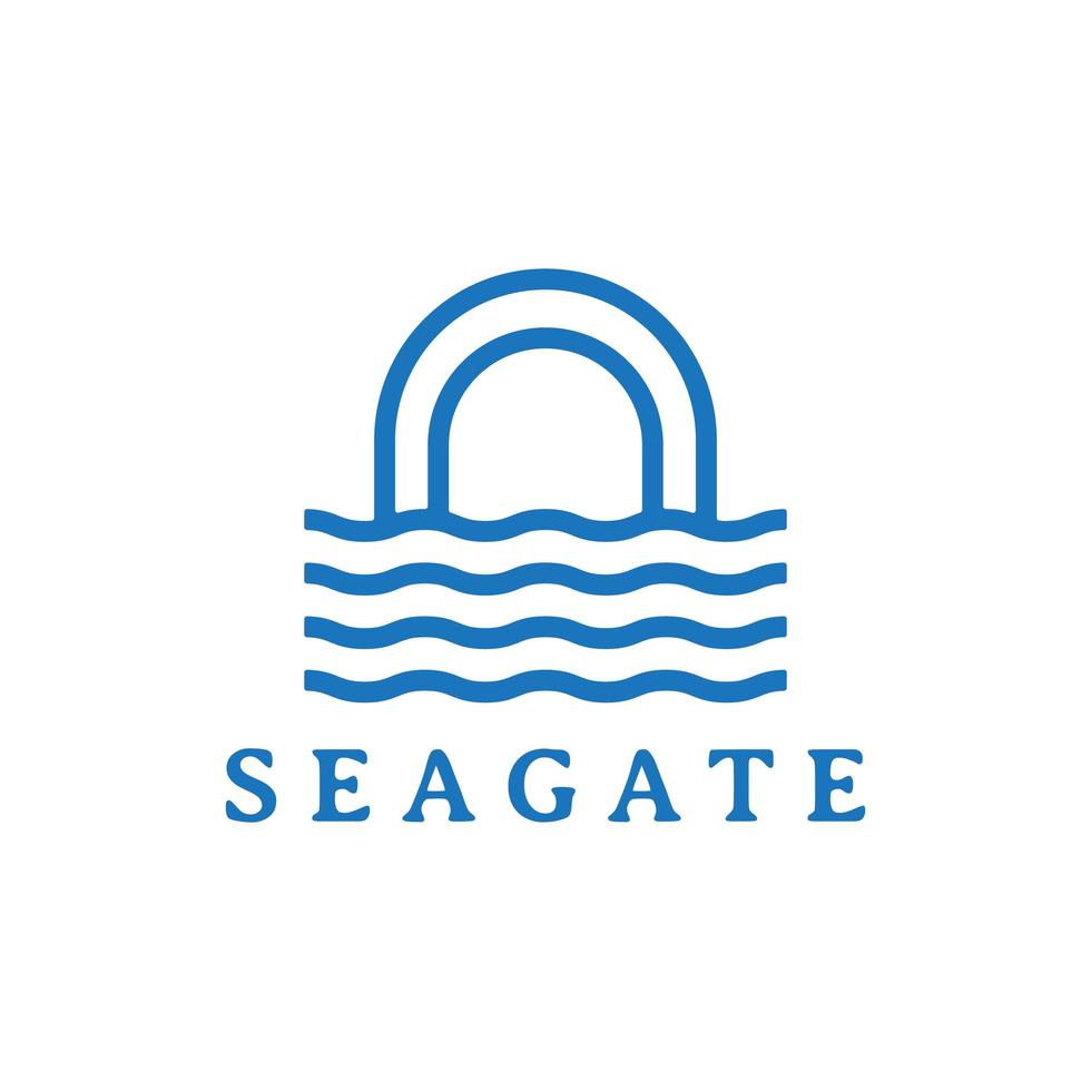 diseño de logotipo de línea de puerta de mar simple vector