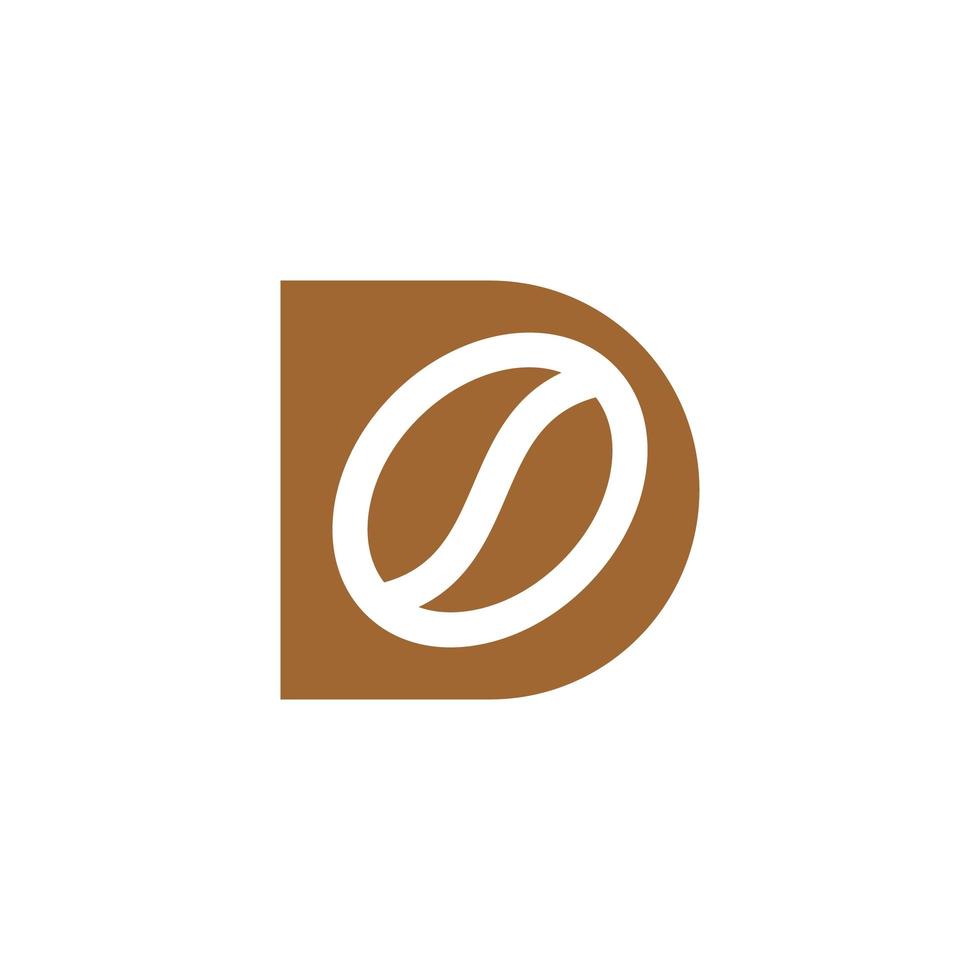 letter D coffee bean logo design vector